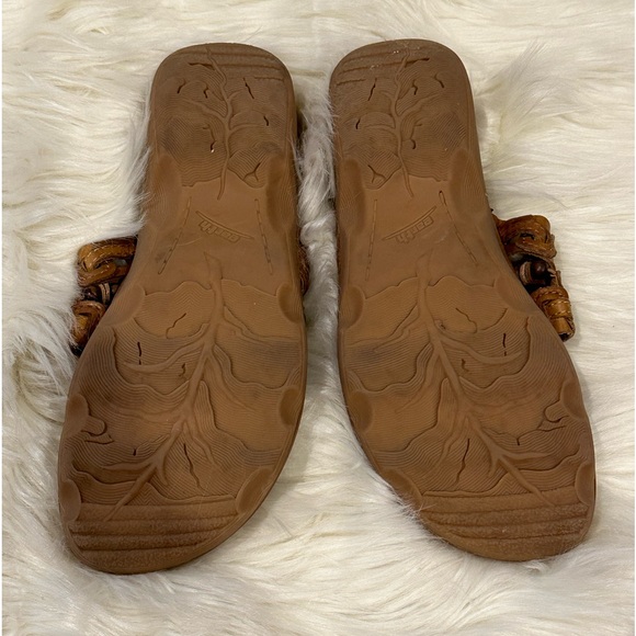 Earth Leather Womens Comfort Sandals Flip Flop Wooden Beads Wander Sand Brown 7 - Picture 2 of 5